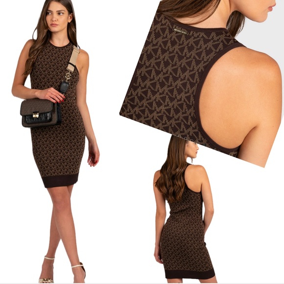 Michael Kors Jacquard mini dress with monogram logo motifs - Picture 1 of 10
